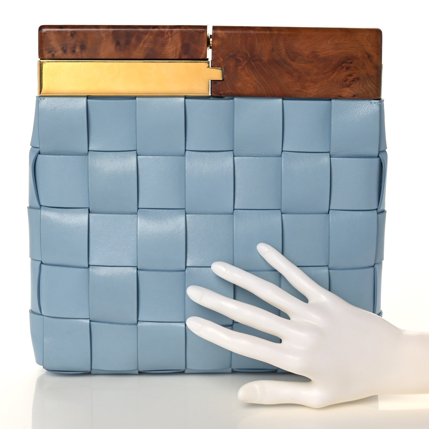 Bottega Veneta Nappa Intrecciato The Snap Clutch Ice Blue 2 of 11