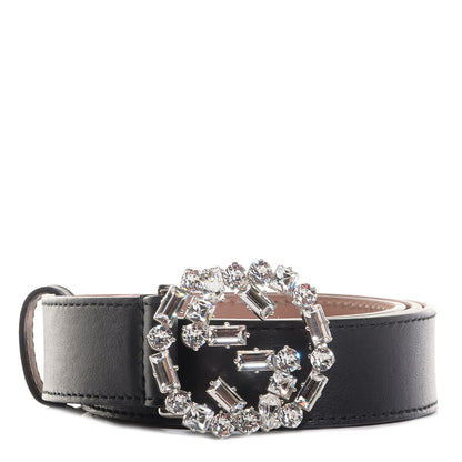 Gucci Leather Crystal Interlocking G Belt 90 36 Black 1 of 5