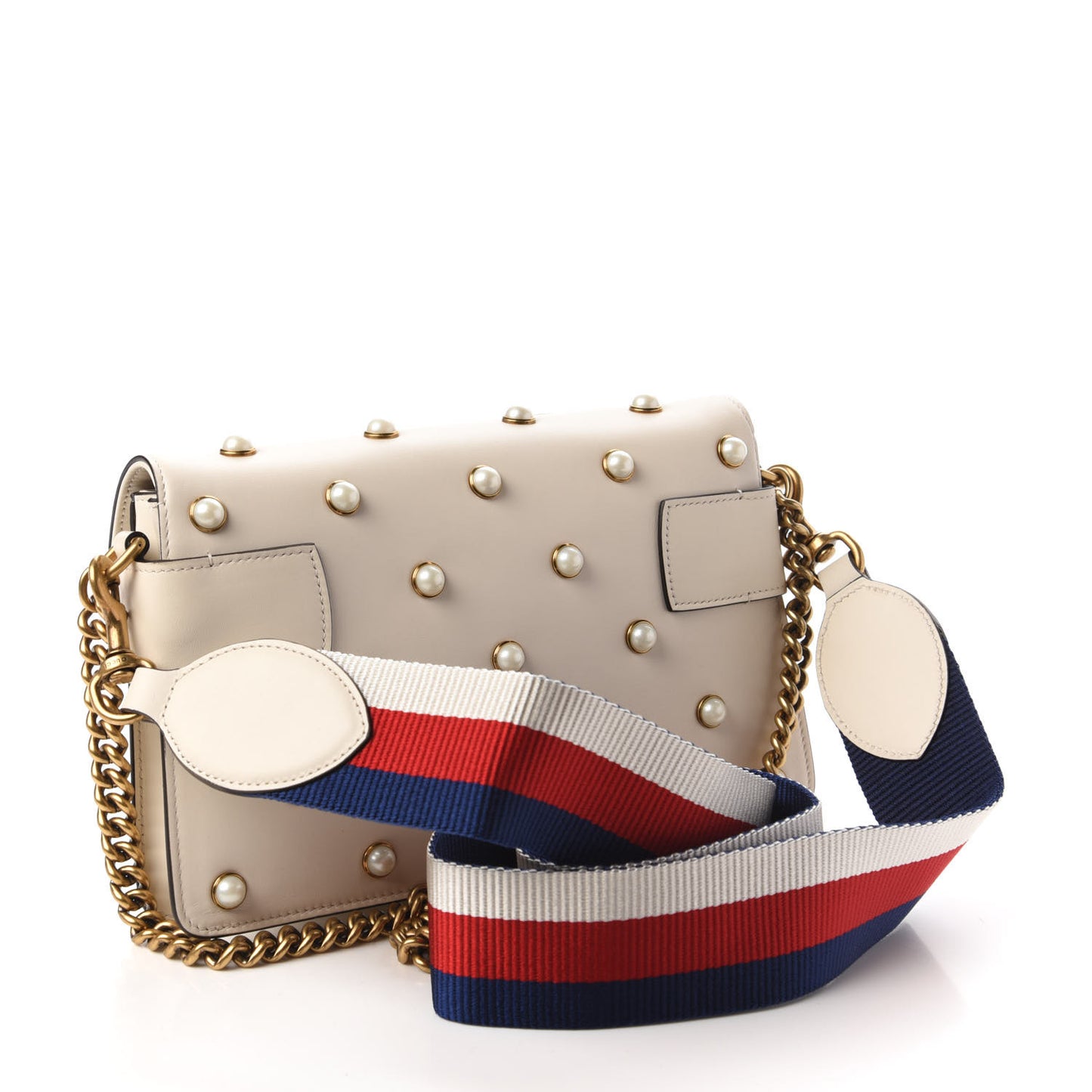 Nappa Pearl Studded Mini Queen Margaret Broadway Shoulder Bag Mystic White