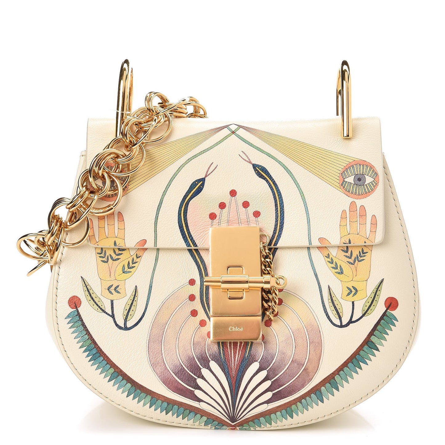 Calfskin Printed Mini Drew Bi-Color Shoulder Bag Light Multicolor