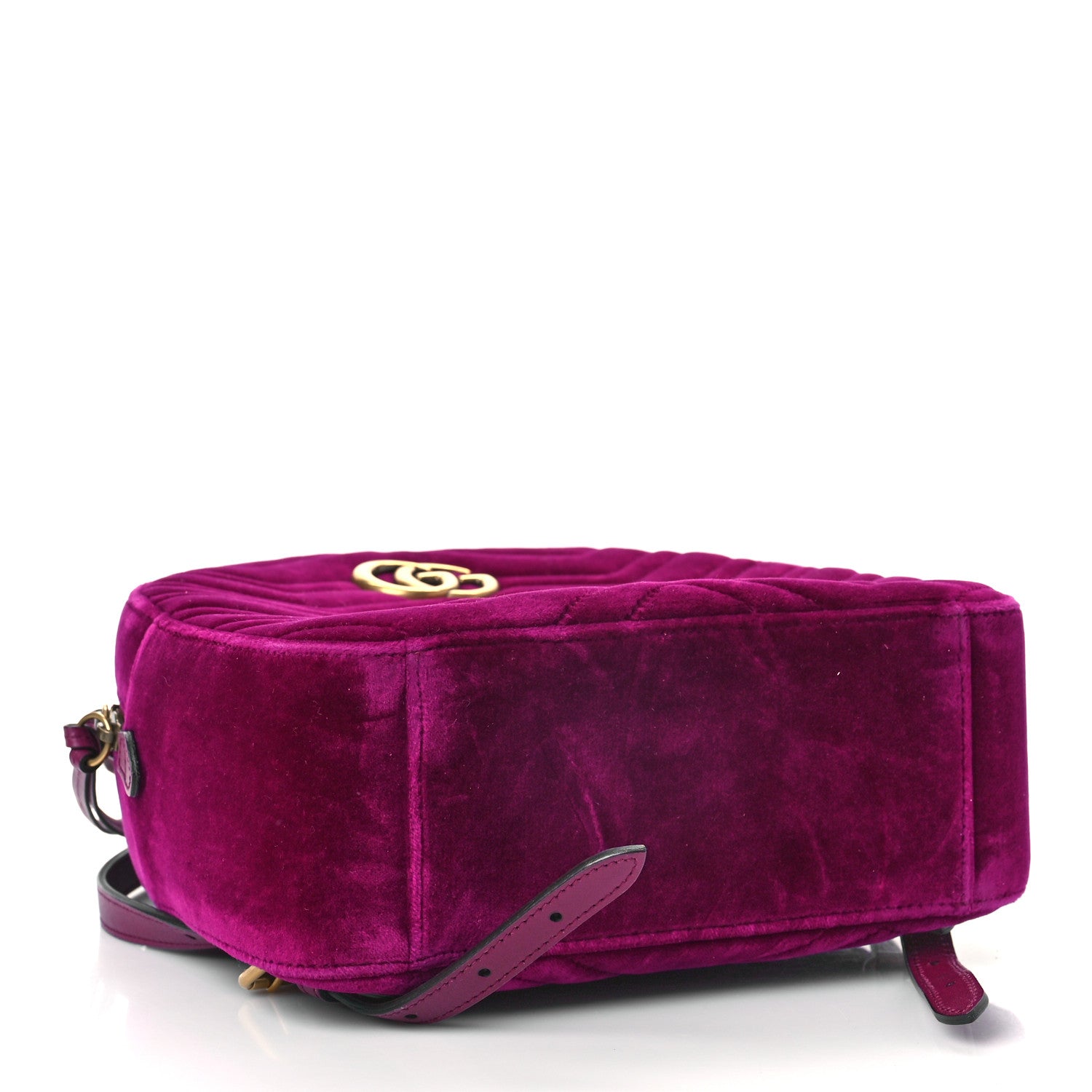 Gucci Velvet Matelasse GG Marmont Dome Backpack Fuchsia Violet Cyclamen 4 of 9