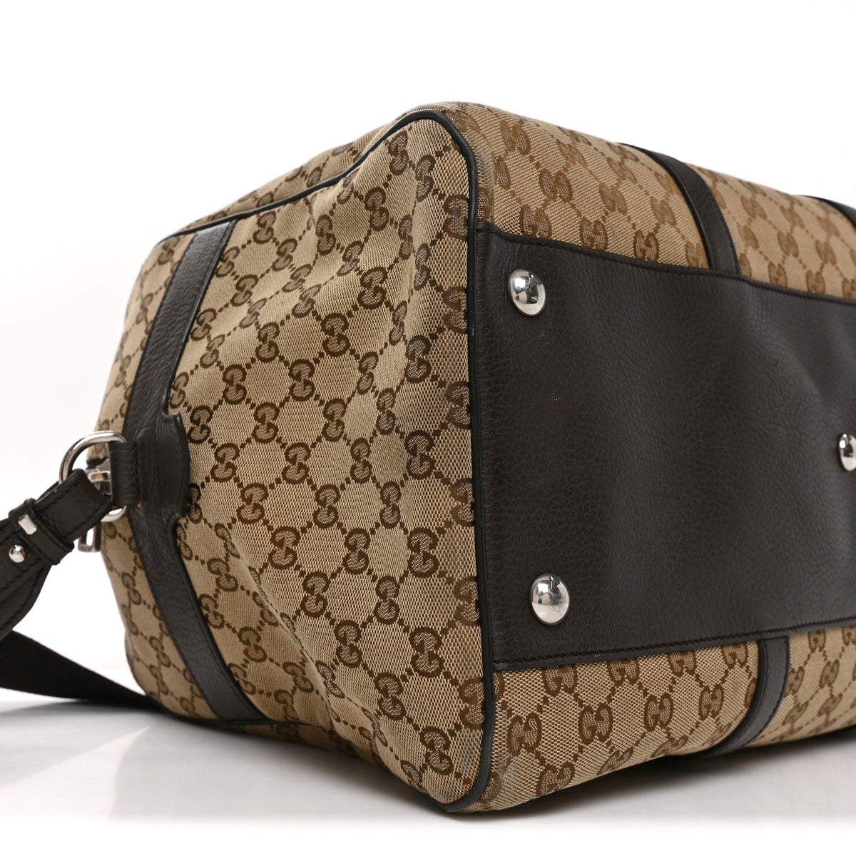 Gucci Monogram Dollar Calfskin Boston Duffle Bag Beige Ebony Testa di Moro Marrone Scuro 8 of 9