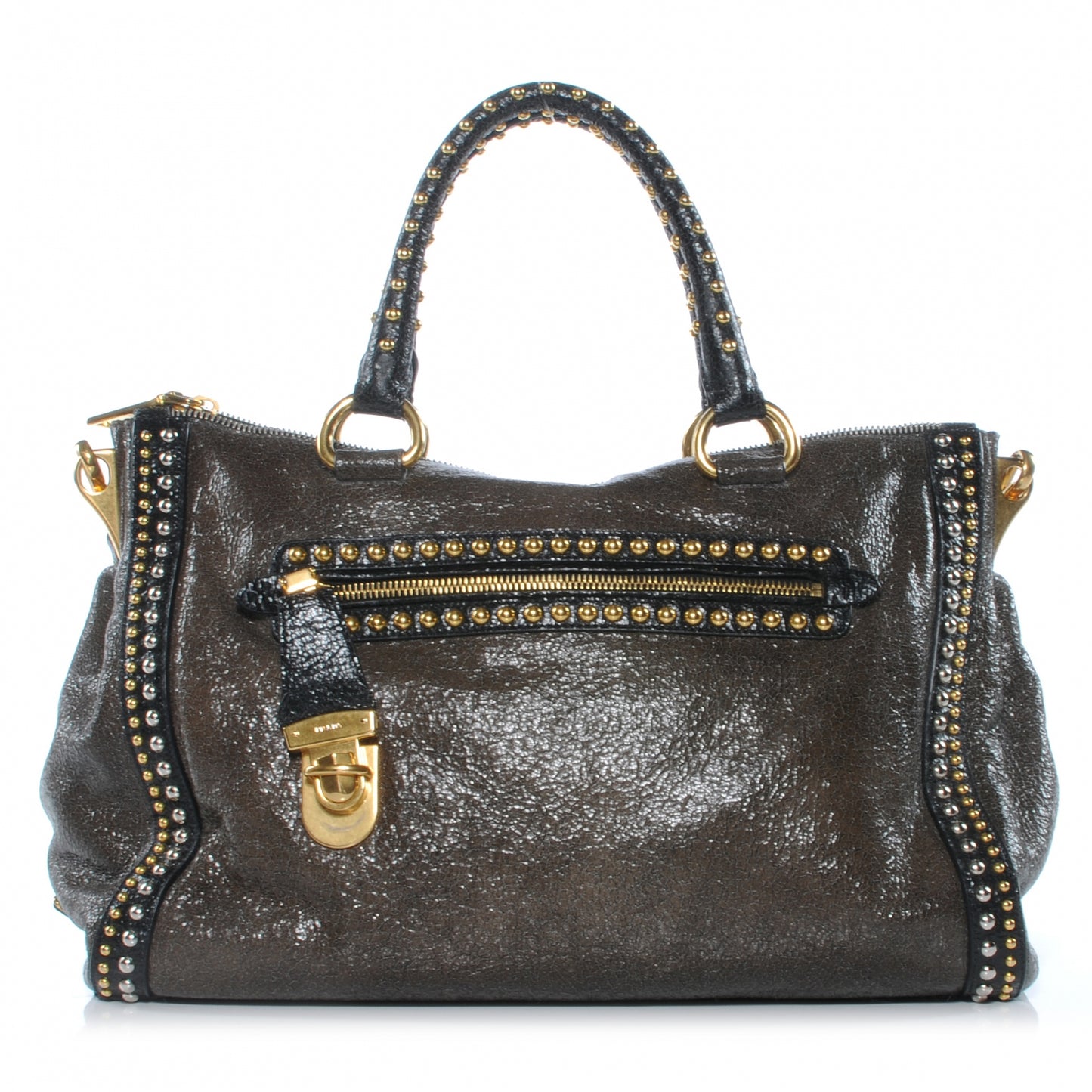 Crackled Studded Tote