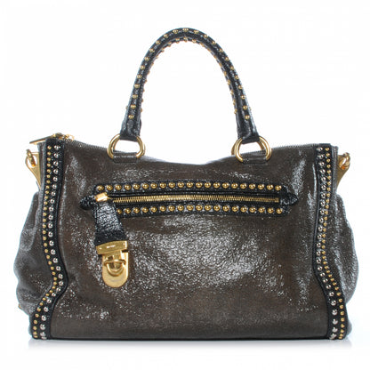 Prada Crackled Studded Tote 1 of 8