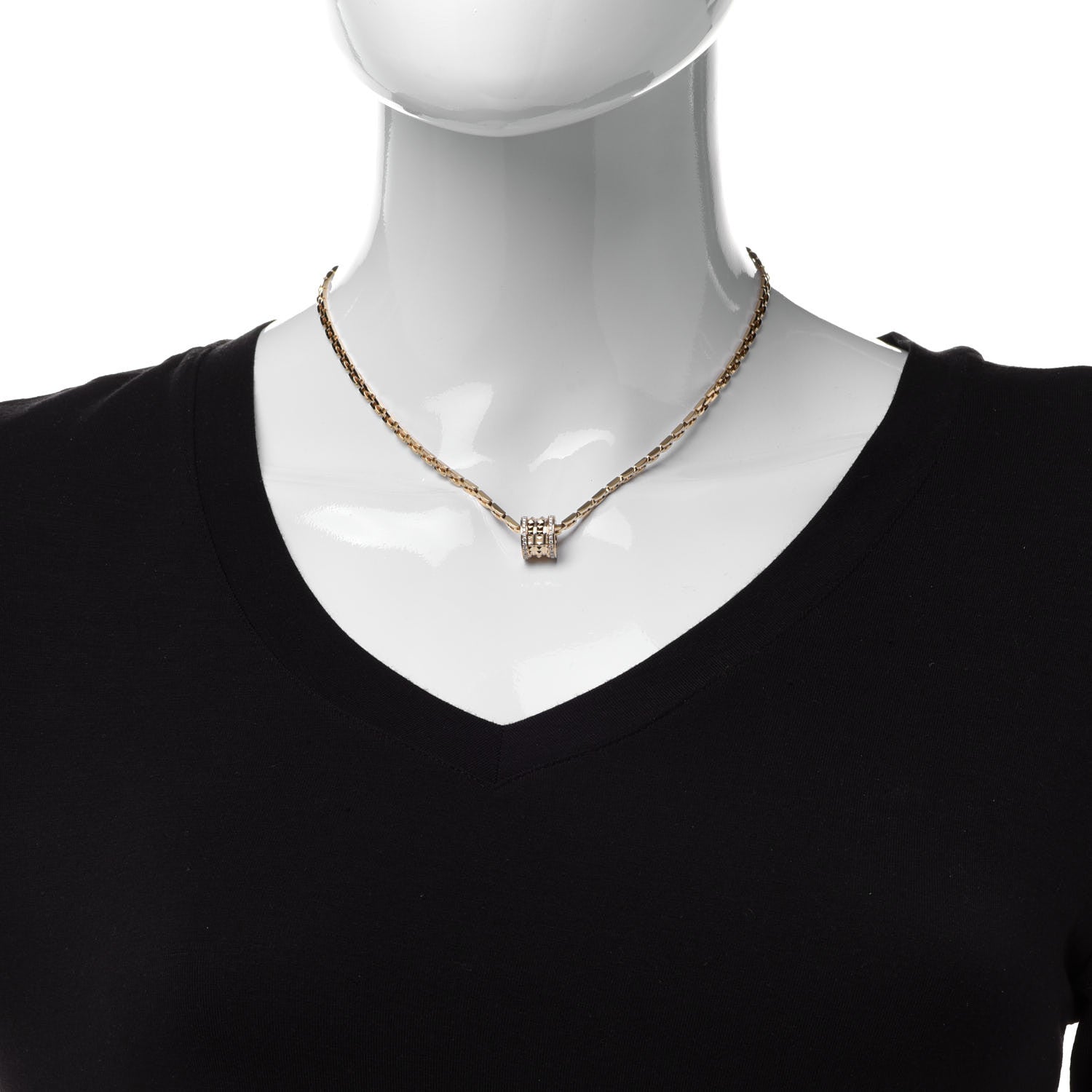 Bulgari 18K Yellow Gold Diamond .29ctw B.Zero1 Rock Pendant Necklace 2 of 8