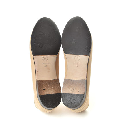 Chanel Lambskin Cap Toe CC Ballerina Flats 40 Beige Black 6 of 15