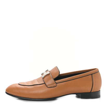 Hermes Goatskin Womens Paris Loafers 39 Naturel Black 1 of 8
