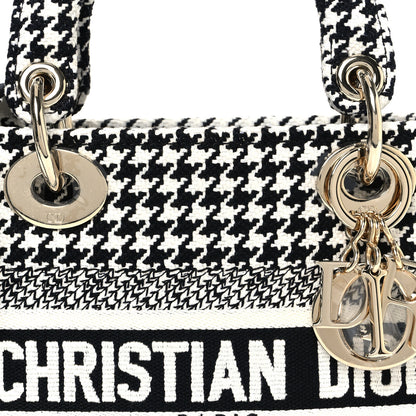 Christian Dior Canvas Houndstooth Embroidered Mini Lady D-Lite Black White 9 of 11
