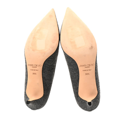 Jimmy Choo Flannel Allure Kitten Heel Pumps 39.5 Taupe Grey 5 of 15