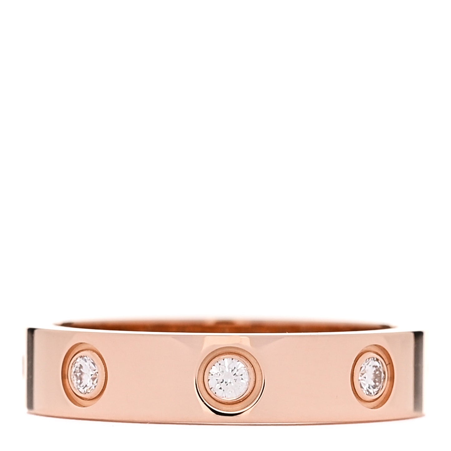 18K Pink Gold 8 Diamond 4mm LOVE Wedding Band Ring 49 4.75