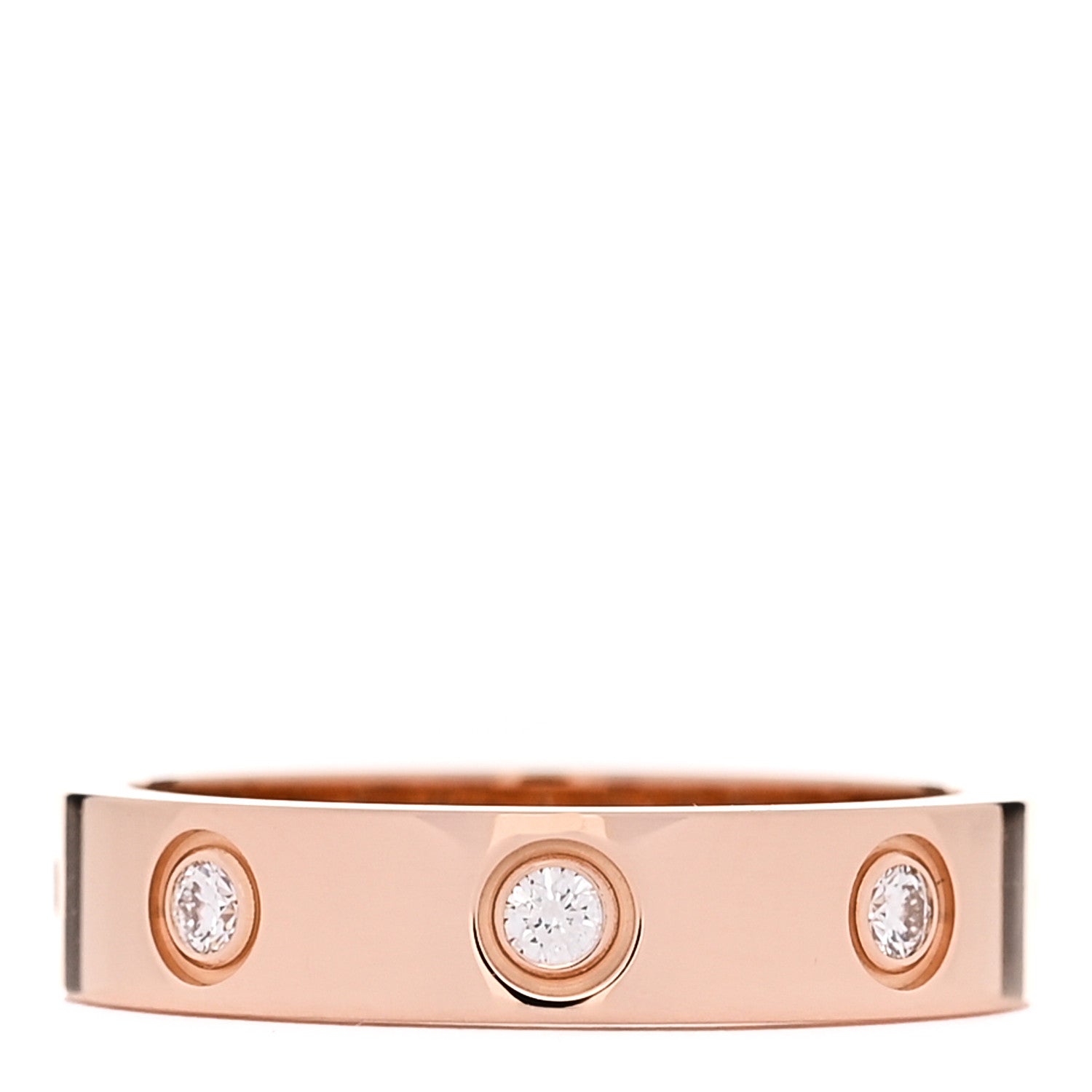 Cartier 18K Pink Gold 8 Diamond 4mm LOVE Wedding Band Ring 49 4.75 1 of 5