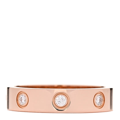 Cartier 18K Pink Gold 8 Diamond 4mm LOVE Wedding Band Ring 49 4.75 1 of 5