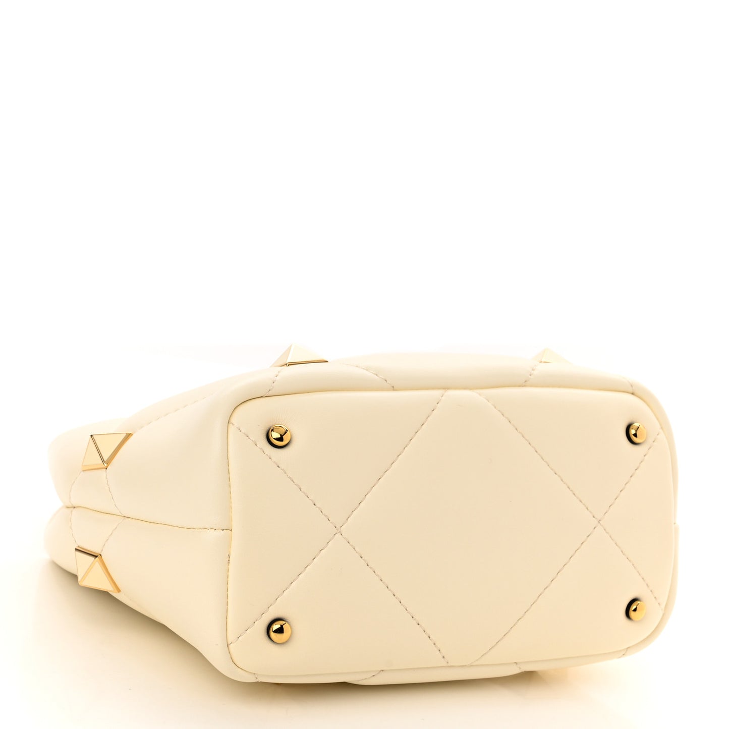 Nappa Enamel Small Roman Stud The Handle Bag Ivory