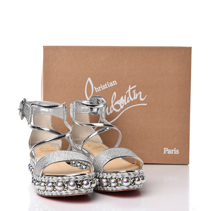 Christian Louboutin Crepe Satin Specchio Lurex Chocazeppa 60 Platform Sandals 36 Silver 10 of 10