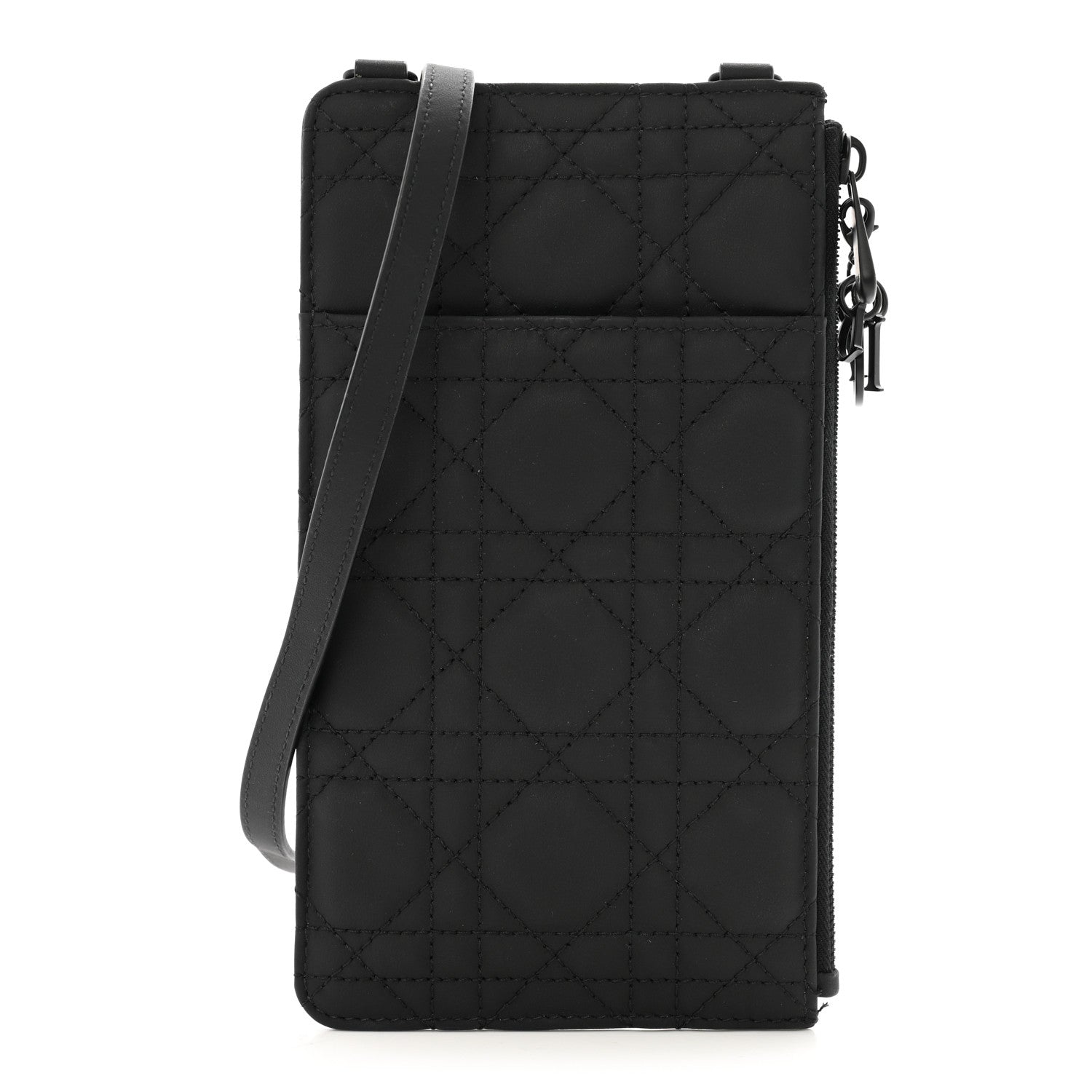 Christian Dior Ultra Matte Calfskin Lady Dior Long Wallet With Strap Black 1 of 12