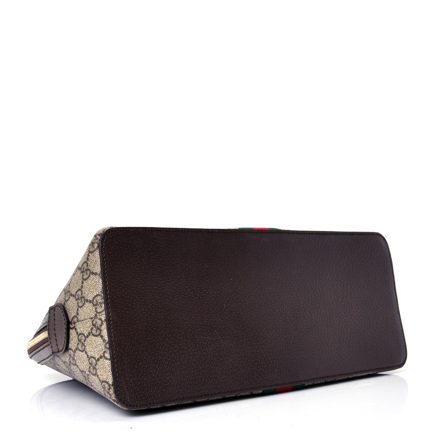 GG Supreme Monogram Web Medium Ophidia Top Handle Dome Bag Brown