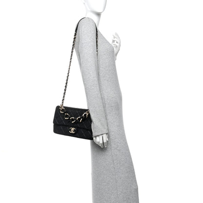 Chanel Lambskin Quilted Resin Bi-Color Chain Flap Bag Black 2 of 10