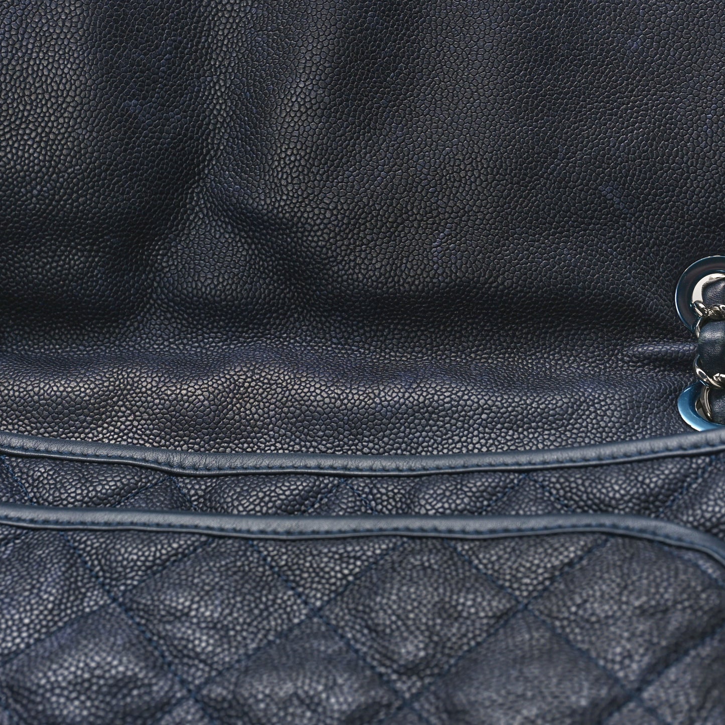 Caviar Quilted Medium French Riviera Flap Dark Navy Blue