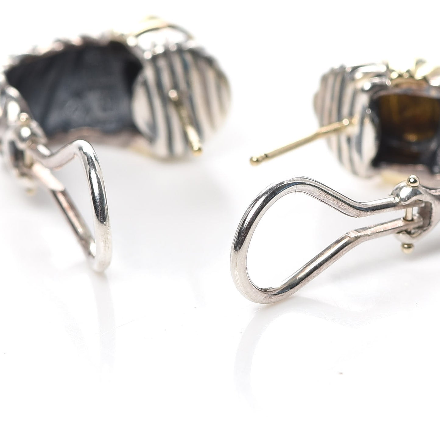 Sterling Silver 14K Yellow Gold Thoroughbred Shrimp Earrings