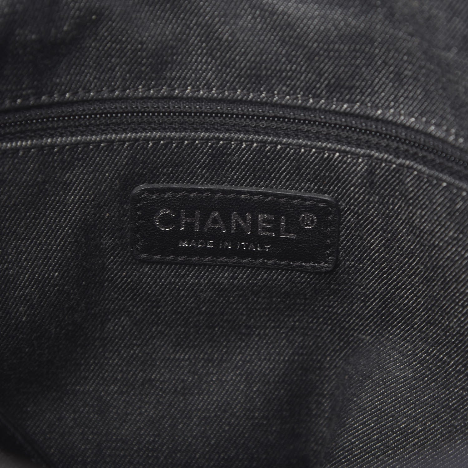 Chanel Striped Canvas CC Shopping Tote Black White 5 of 10