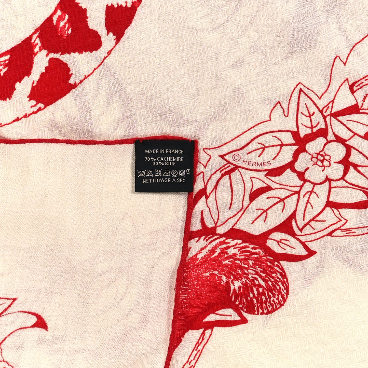 Cashmere Silk Jungle Love Tattoo Shawl 140 White Rouge