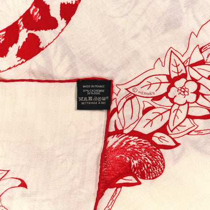 Hermes Cashmere Silk Jungle Love Tattoo Shawl 140 White Rouge 3 of 3