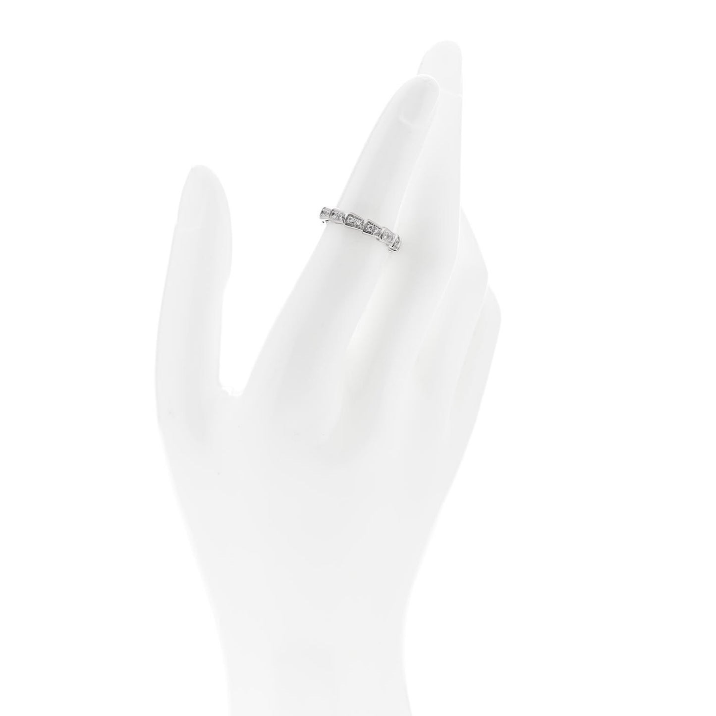 18K White Gold Diamond Serpenti Viper Band Ring 49 5