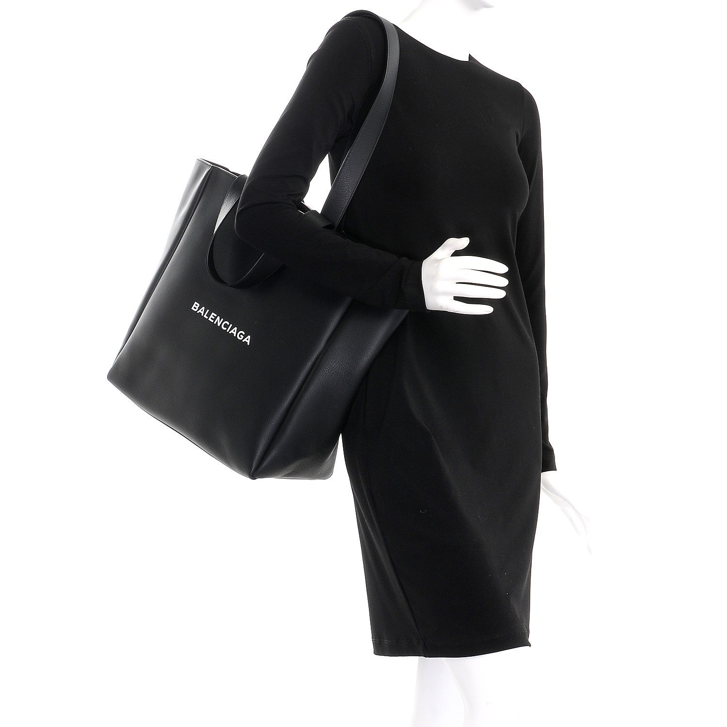 Balenciaga Calfskin Logo Medium Tote Black 2 of 8