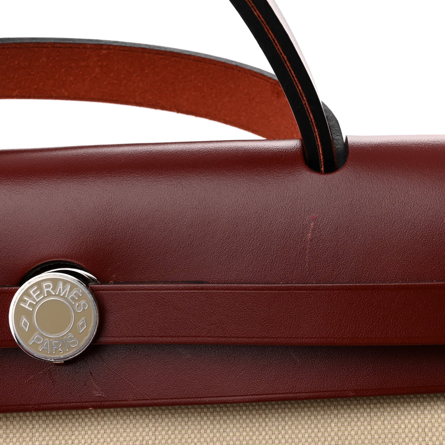 Hermes Military Toile Vache Hunter Herbag Zip 31 PM Beton Rouge H 10 of 10