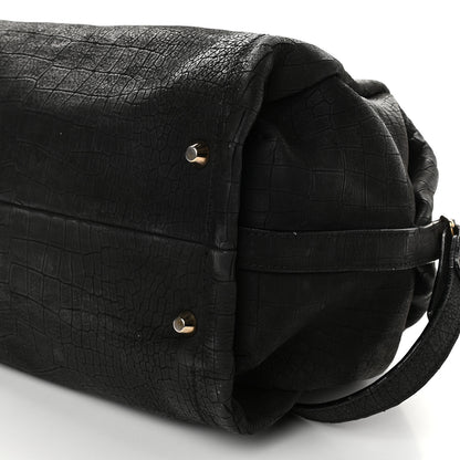 Lanvin Crocodile Stamped Calfskin Trilogy Bowling Bag Black 9 of 12