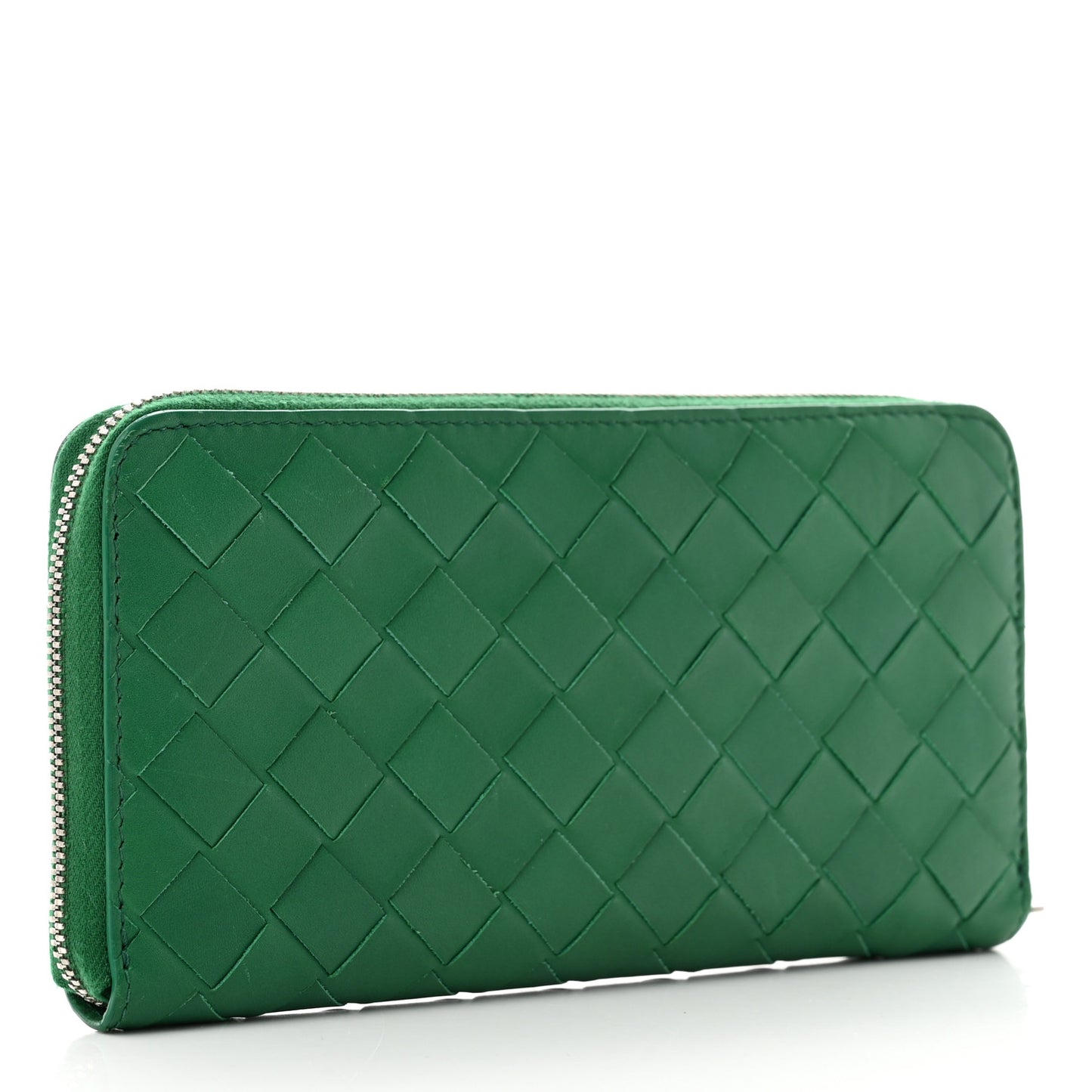 Nappa Intrecciato Zip Around Wallet Racing Green