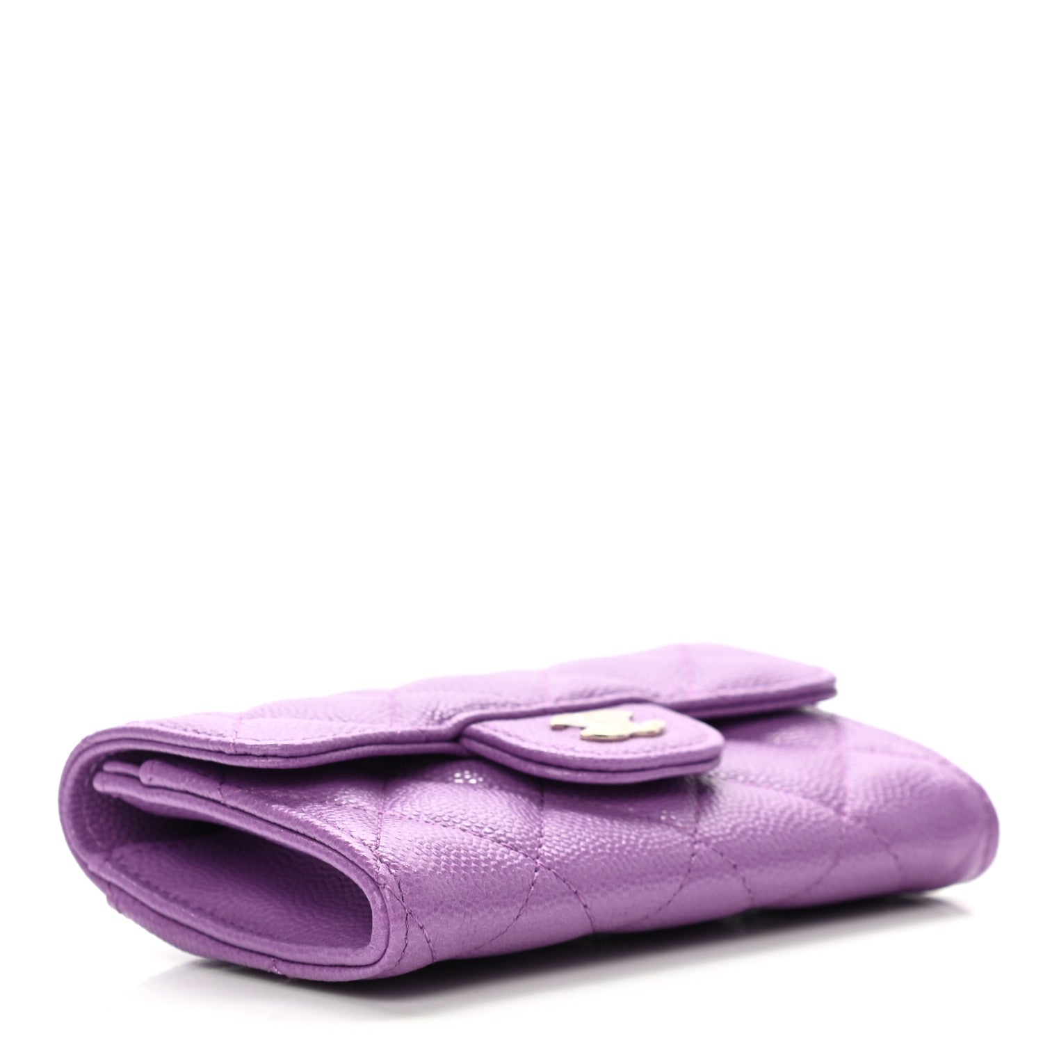 Chanel Caviar Quilted Flap Card Holder Wallet Purple 4 of 9