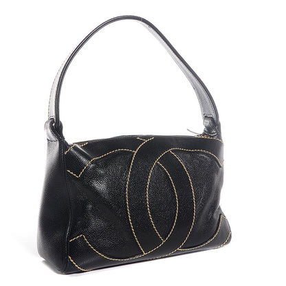 Chanel Caviar CC Stitched Medium Hobo Black 3 of 7