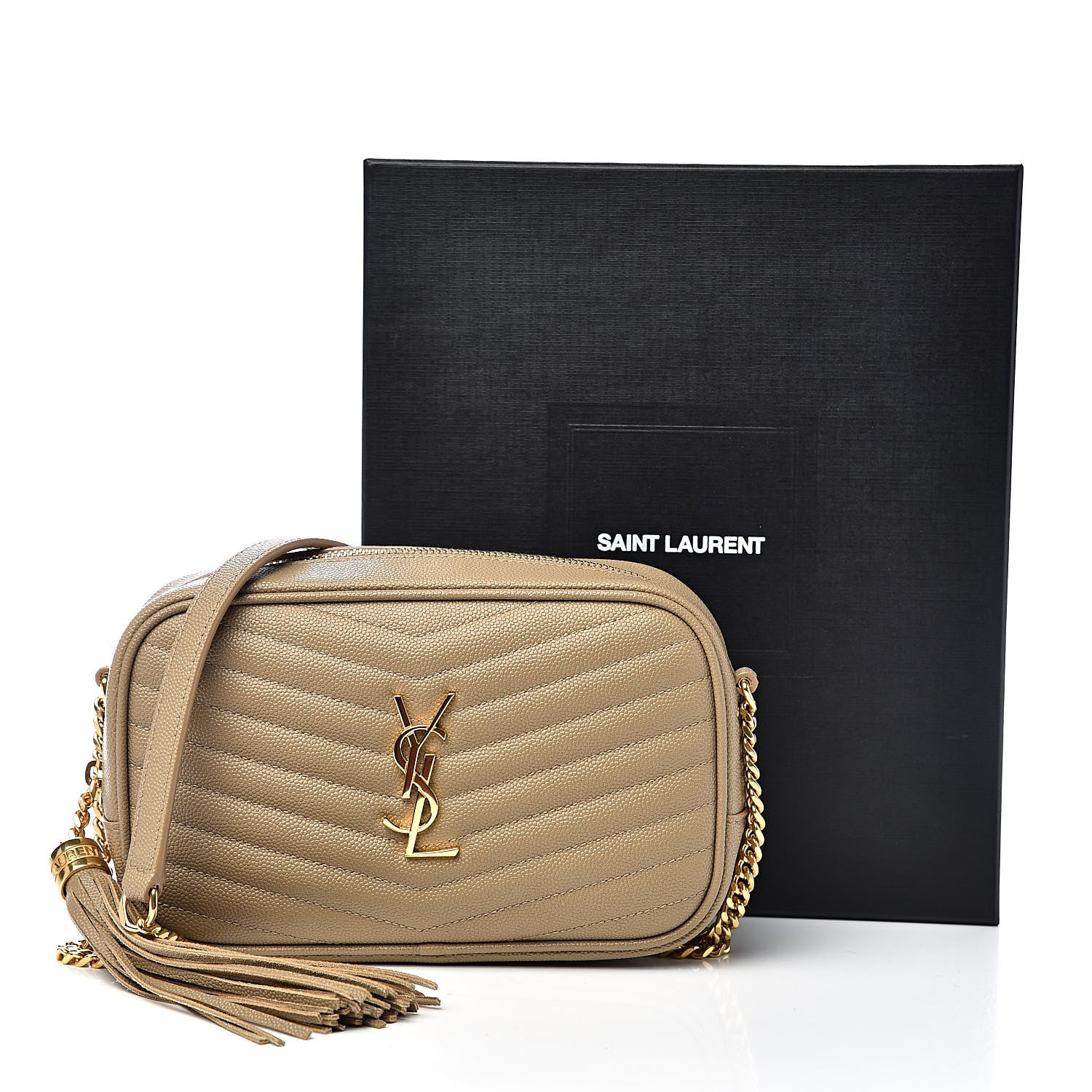 Saint Laurent Grain De Poudre Matelasse Monogram Mini Lou Camera Bag Dark Beige 10 of 10