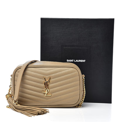 Saint Laurent Grain De Poudre Matelasse Monogram Mini Lou Camera Bag Dark Beige 10 of 10