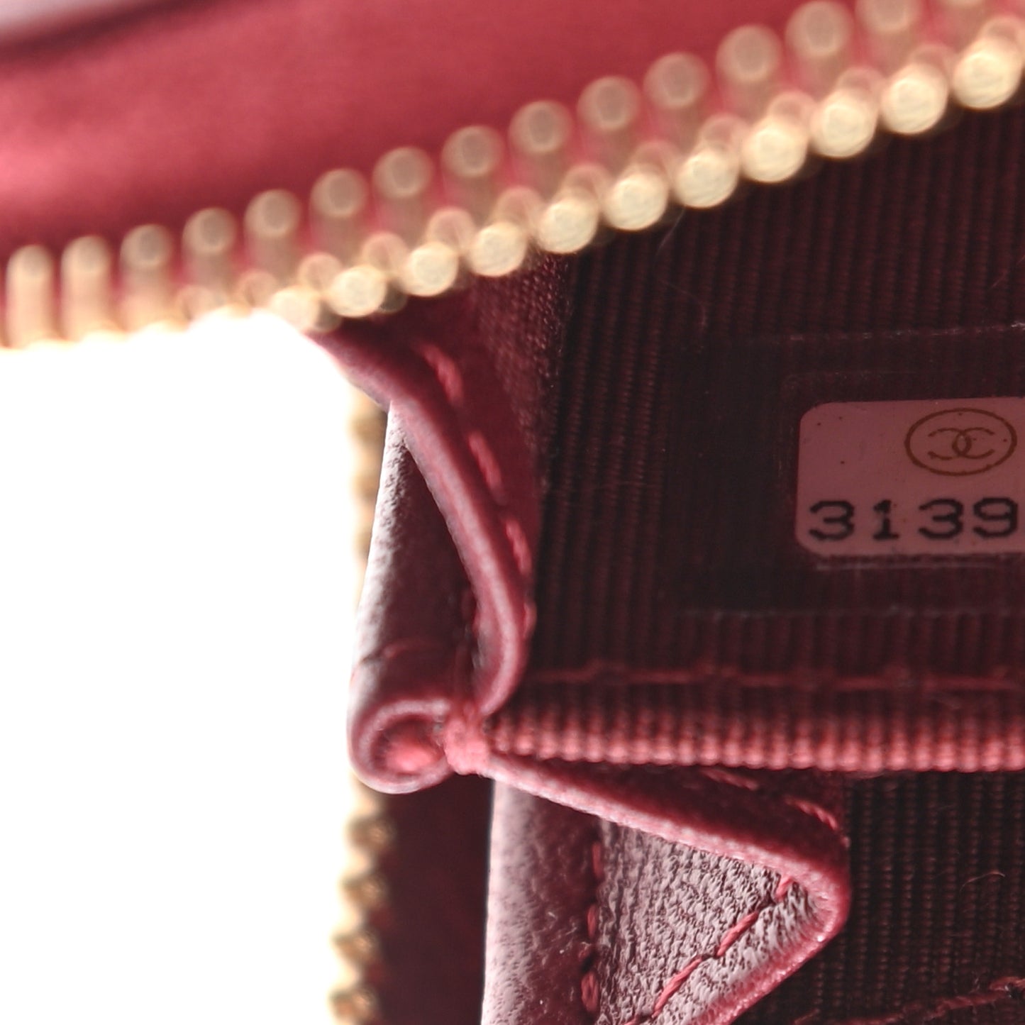 Lambskin Quilted Zip Around Coin Purse Wallet Burgundy