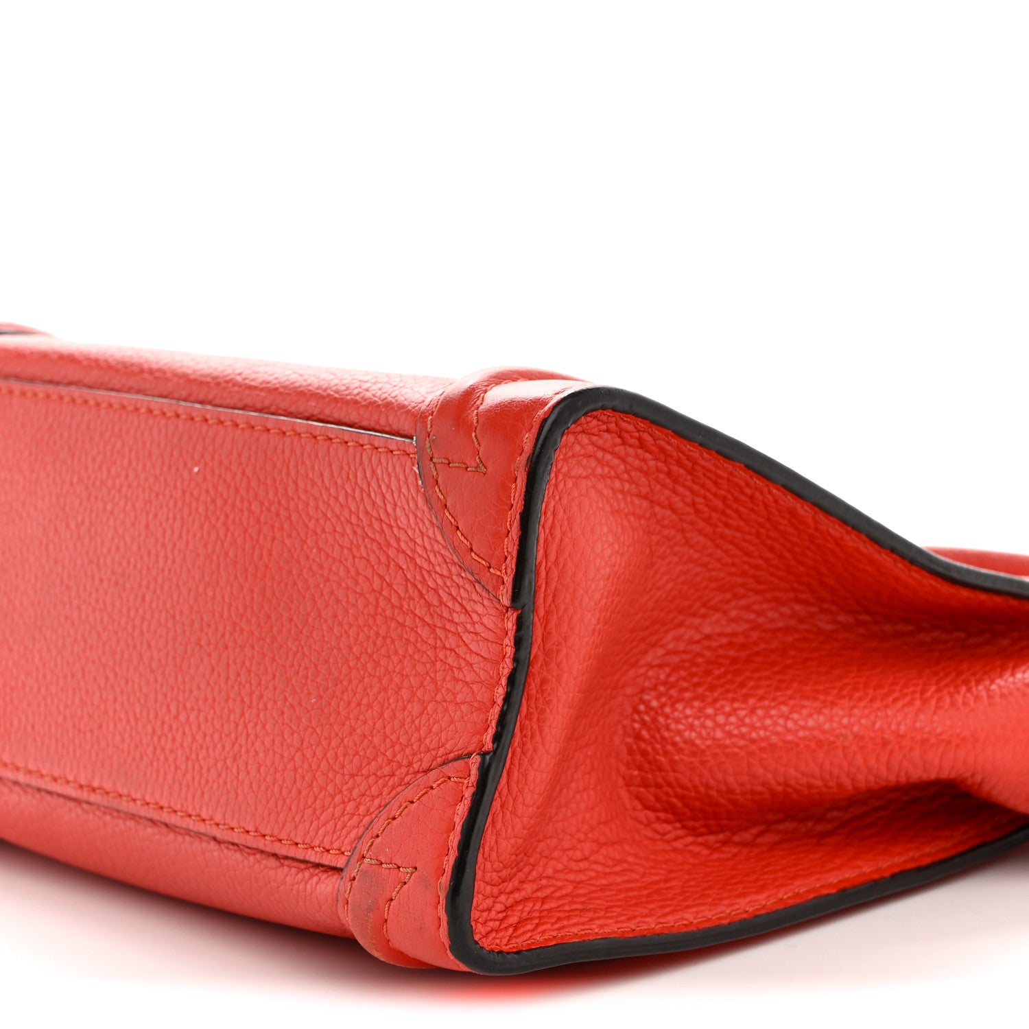 Celine Drummed Calfskin Nano Luggage Vermillion 10 of 13