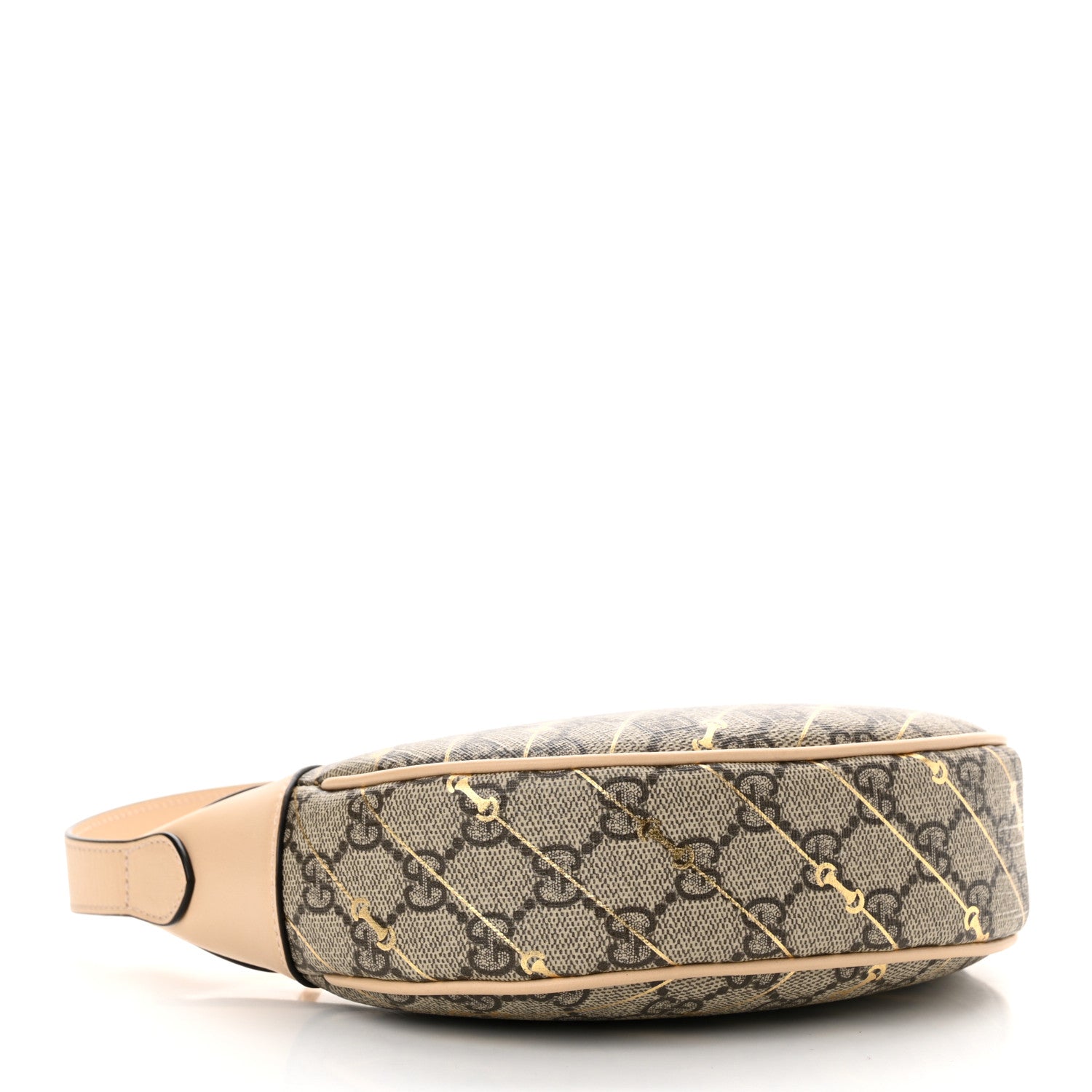 Gucci GG Supreme Monogram Calfskin Horsebit Print Mini Ophidia Half Moon Hobo Beige Ebony Light Pink 3 of 9