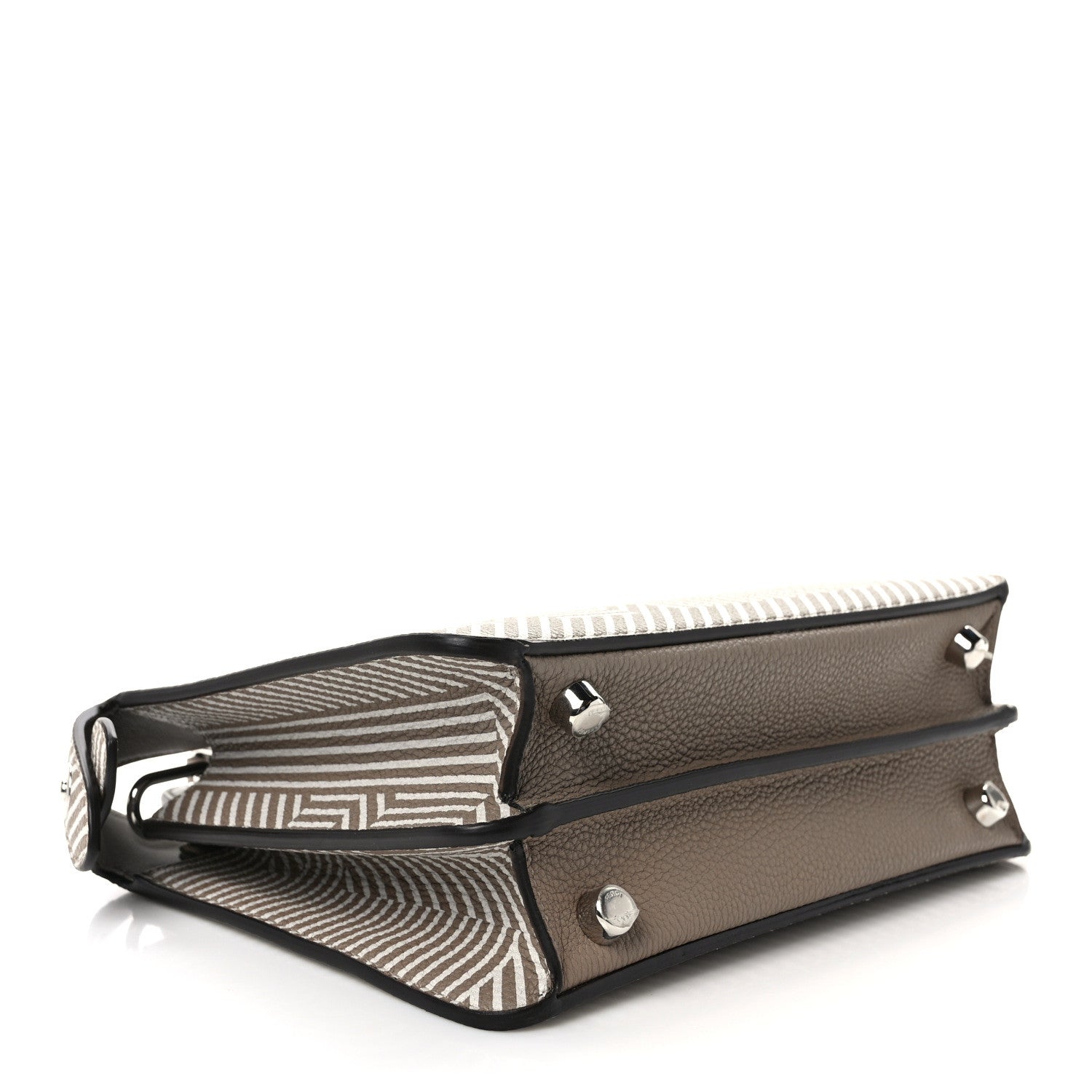 Fendi Cuoio Romano Striped Macro FF Bicolor Mini Peekaboo I SEE U Satchel Ghianda 4 of 9