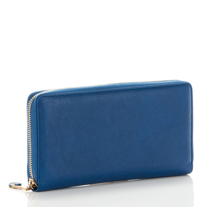 Saint Laurent Sheepskin ChYc Zip Around Wallet Blue 3 of 5