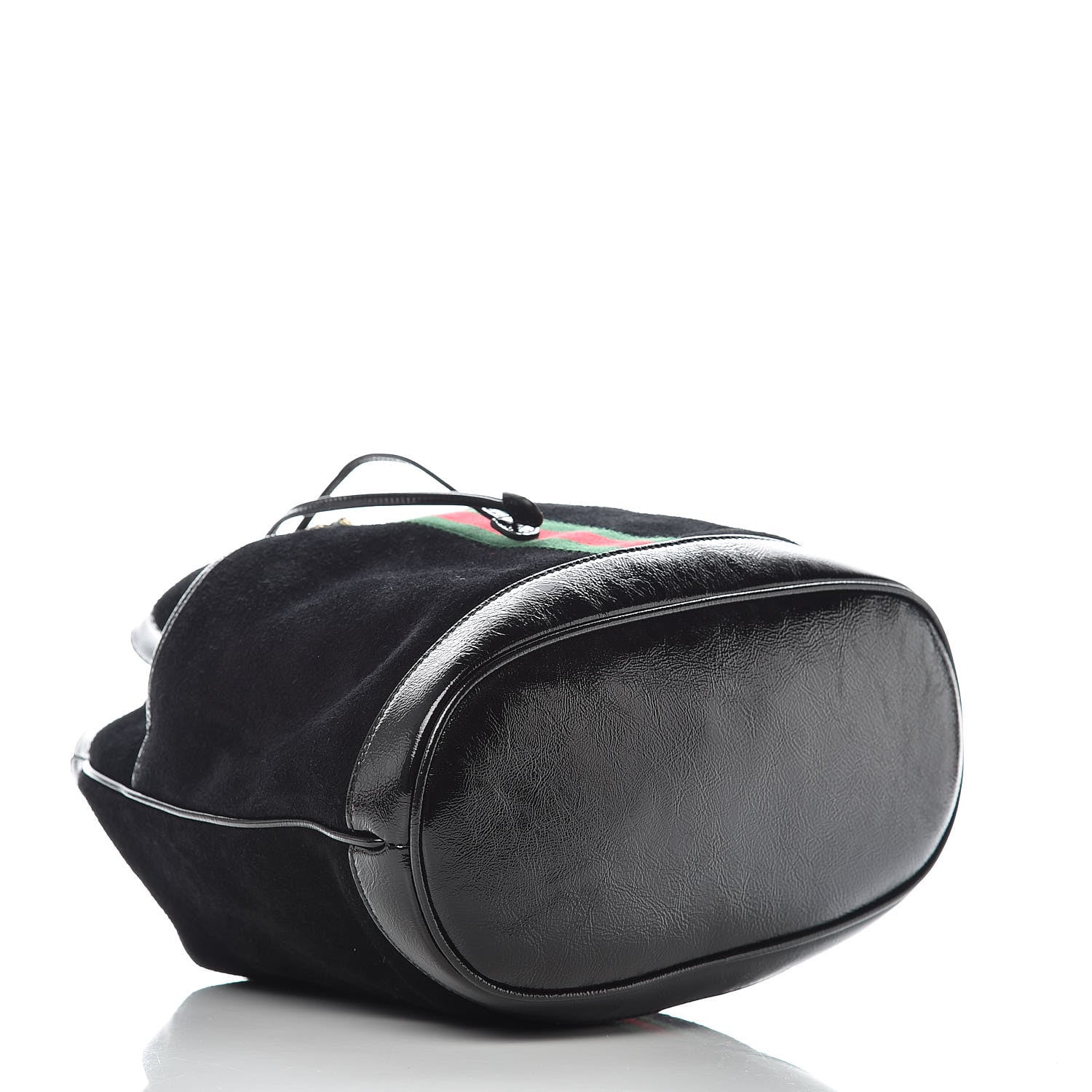 Gucci Suede Patent Web Medium Rajah Bucket Bag Black 4 of 9