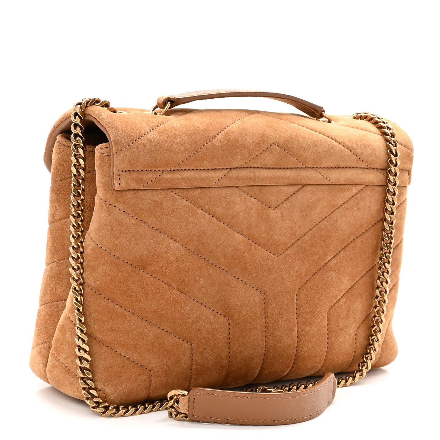Suede Calfskin Y Quilted Monogram Small Loulou Chain Satchel Cinnamon
