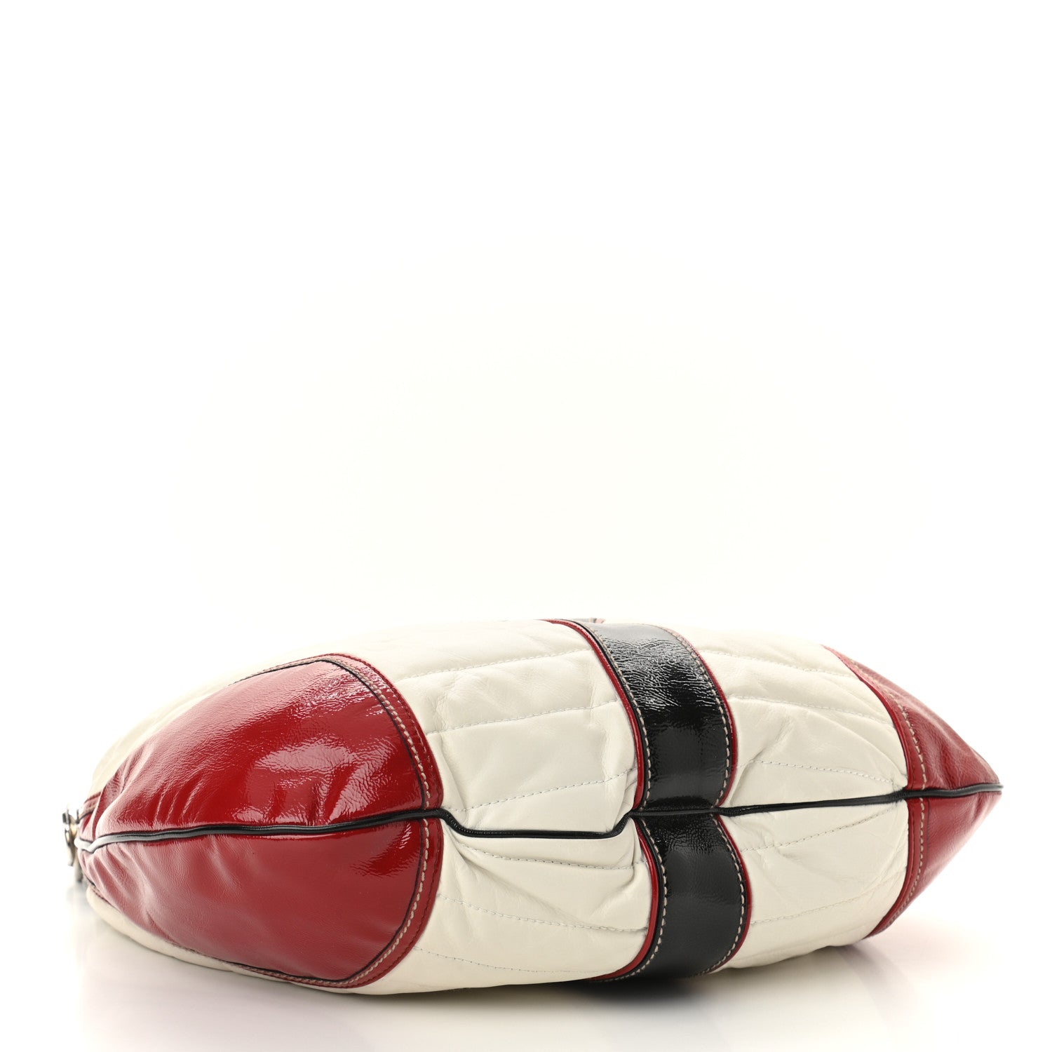 Gucci Patent Calfskin Medium Snow Glam Hobo Black White Red 4 of 9