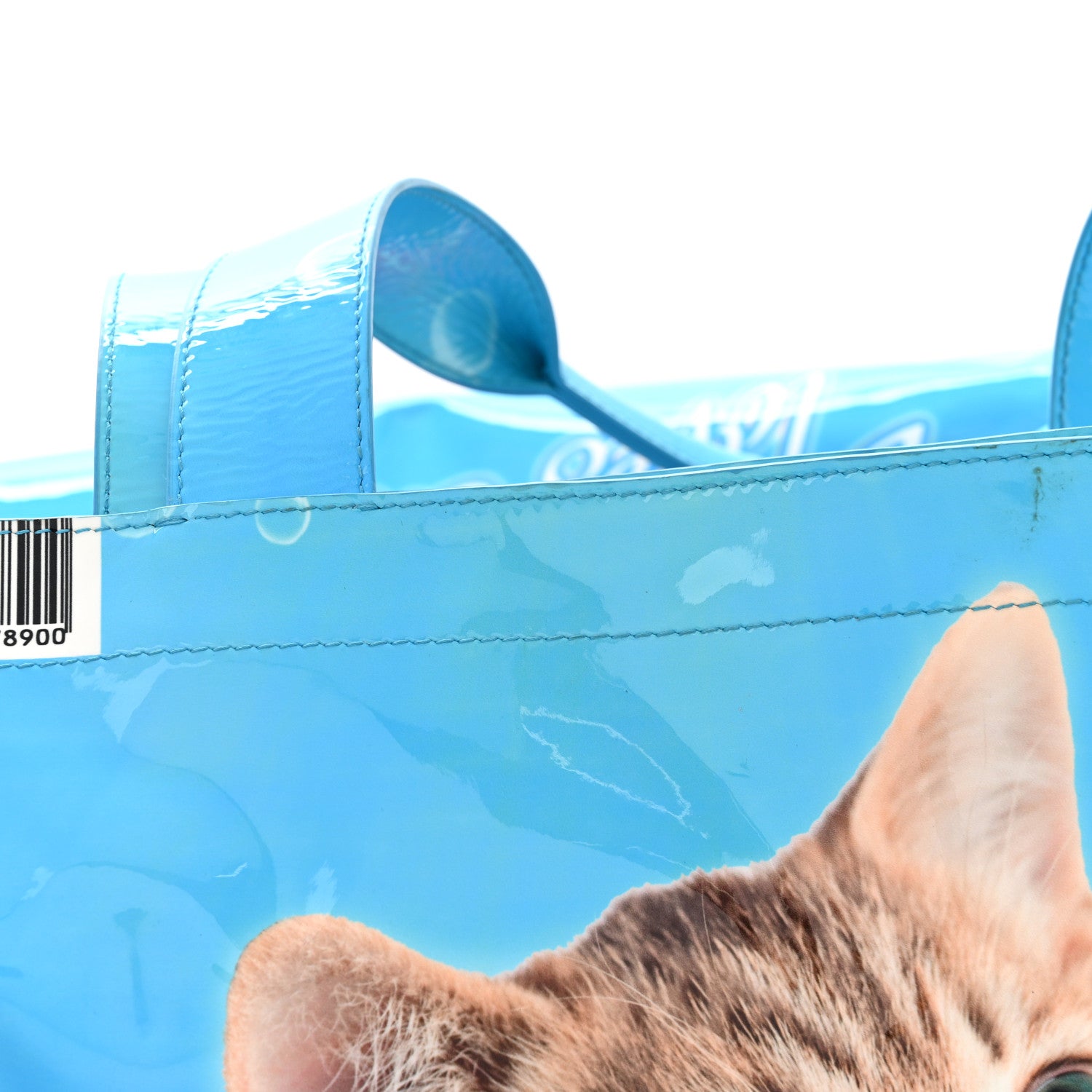 Balenciaga Patent Calfskin Medium I Love Pets Cat Lover Shopper Tote Blue 16 of 19