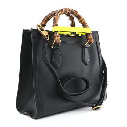 Gucci Calfskin Small Diana Tote Bag Black Yellow Fluo 3 of 15