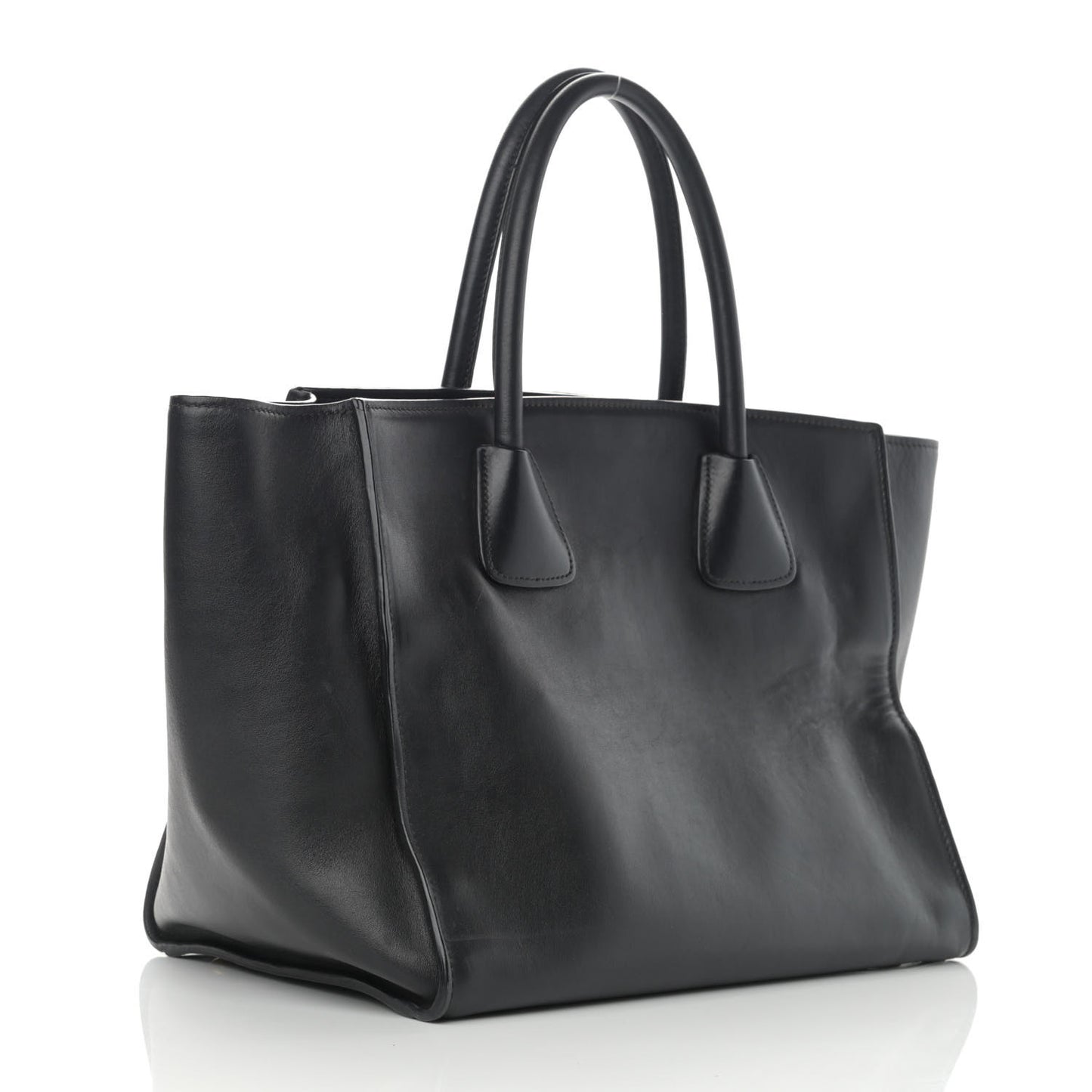 City Calf Front Pocket Tote Black