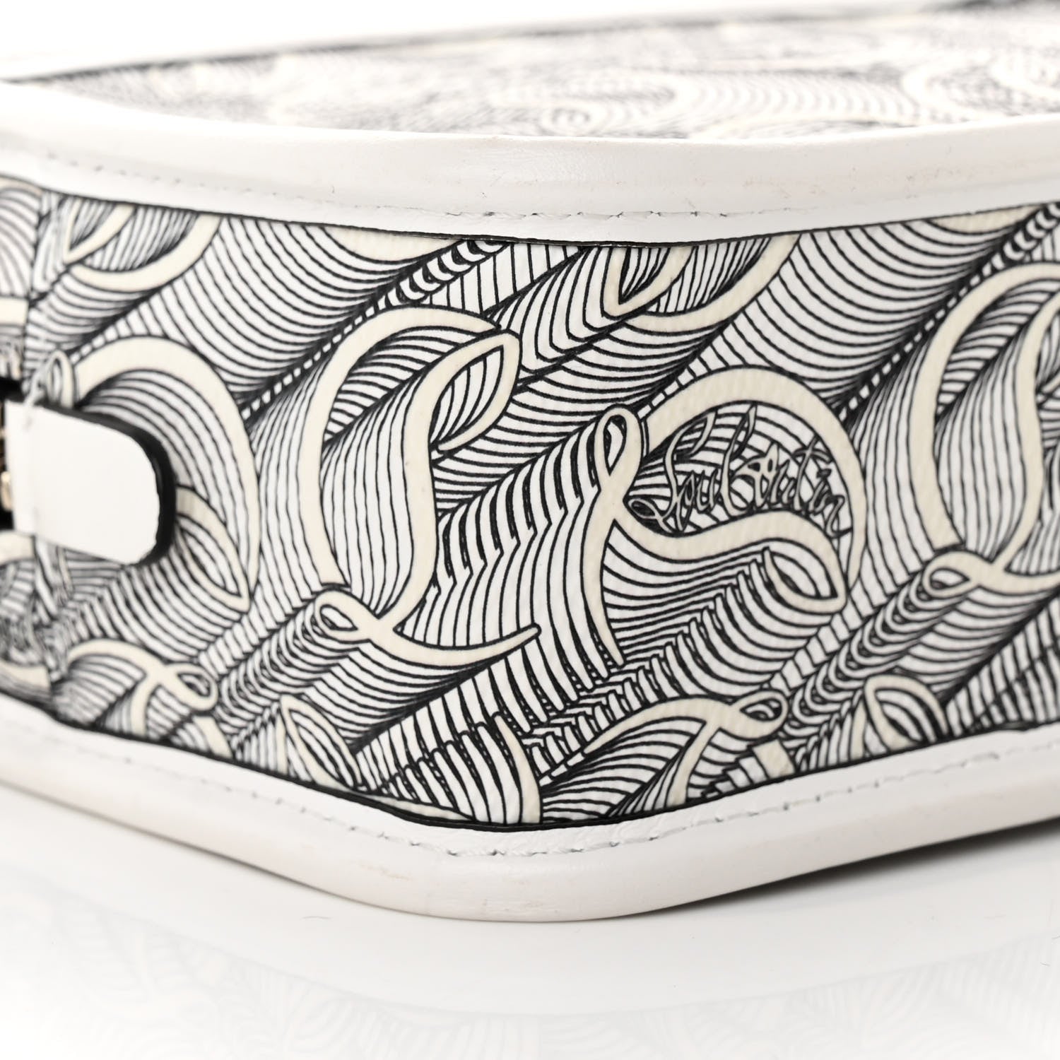 Christian Louboutin Calfskin Small Loubinth Radioloubi White Black 9 of 12