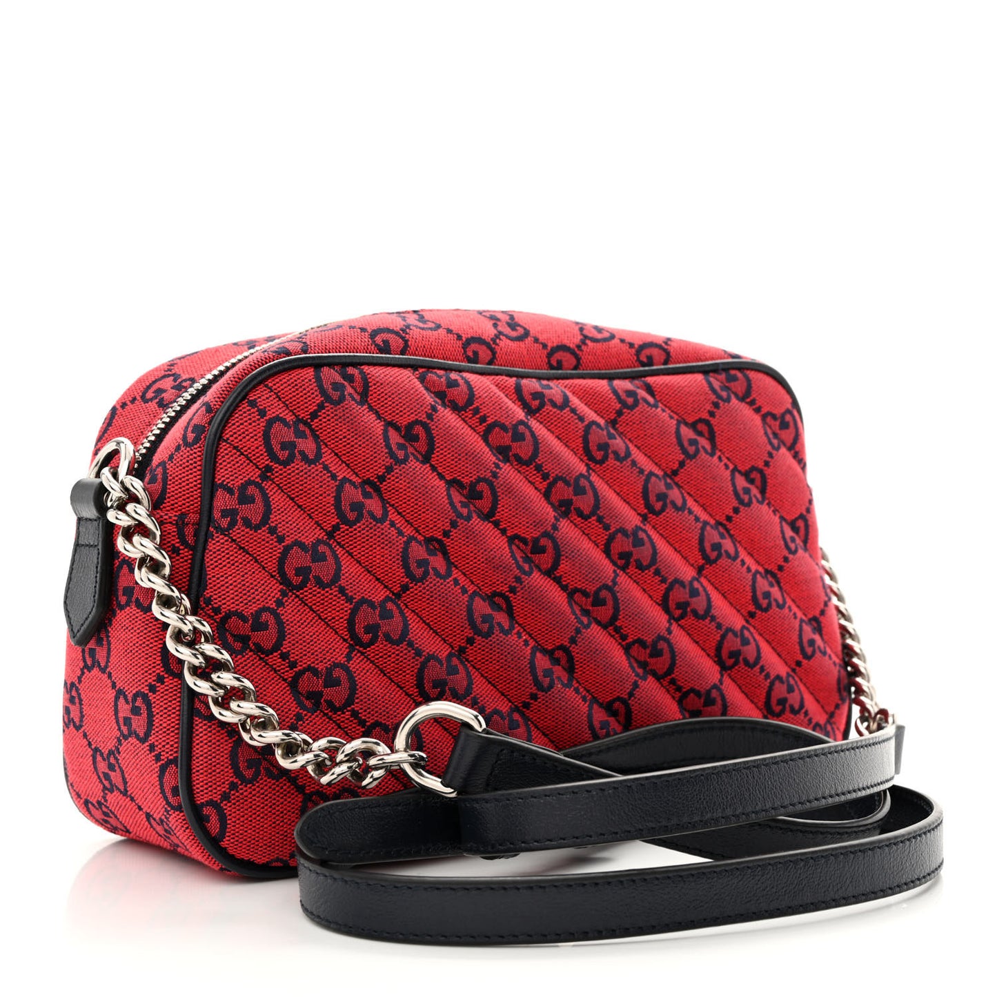 Monogram Multicolor Matelasse Diagonal Floral Embroidered Small GG Marmont Chain Shoulder Bag Red Blue Multicolor