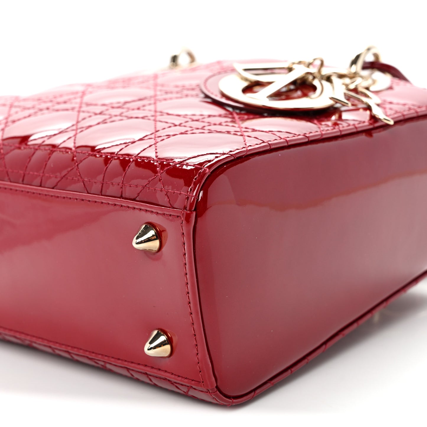 Patent Cannage Small Lady Dior Cherry Red