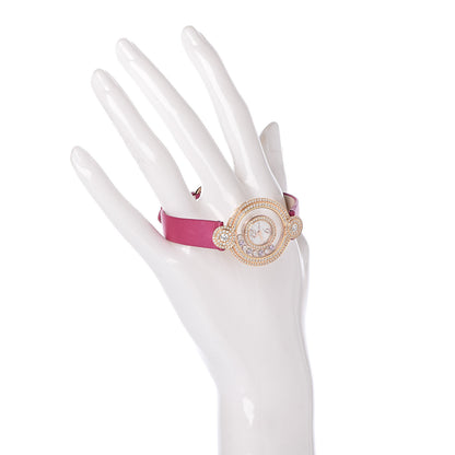 Chopard 18K Rose Gold Satin Diamond Pave Bezel Pink Sapphire Mother of Pearl 30mm Happy Diamonds Icons Quartz Watch 2 of 8